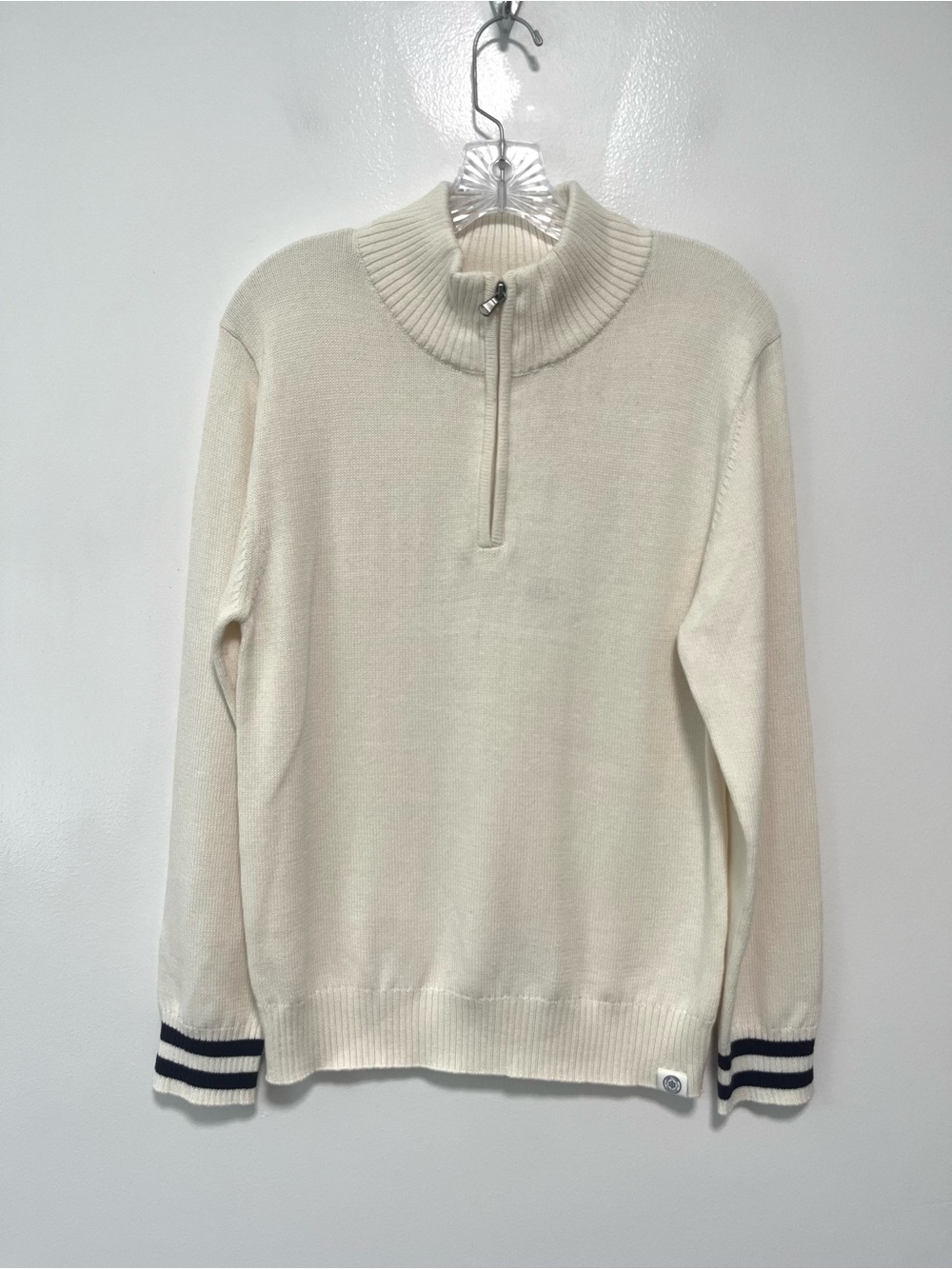 Long Wharf Westerly Seawell 1/4 Zip Sweater Nautical Peppy Fisherman Mock Neck L